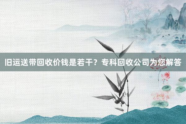 旧运送带回收价钱是若干？专科回收公司为您解答
